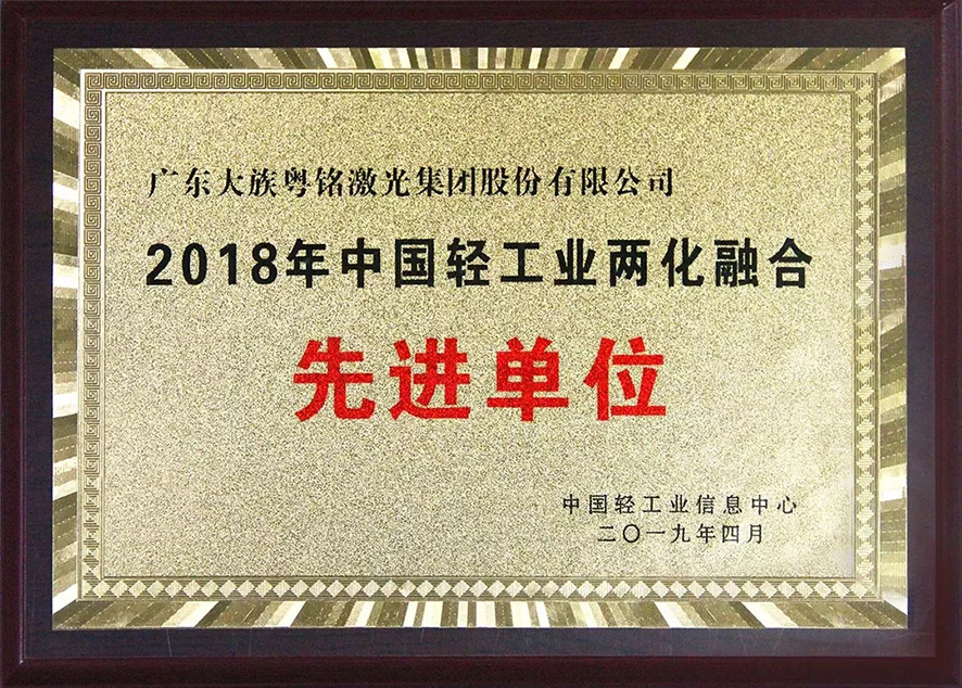 喜訊！我司榮獲“2018中國輕工業(yè)兩化融合先進單位”
